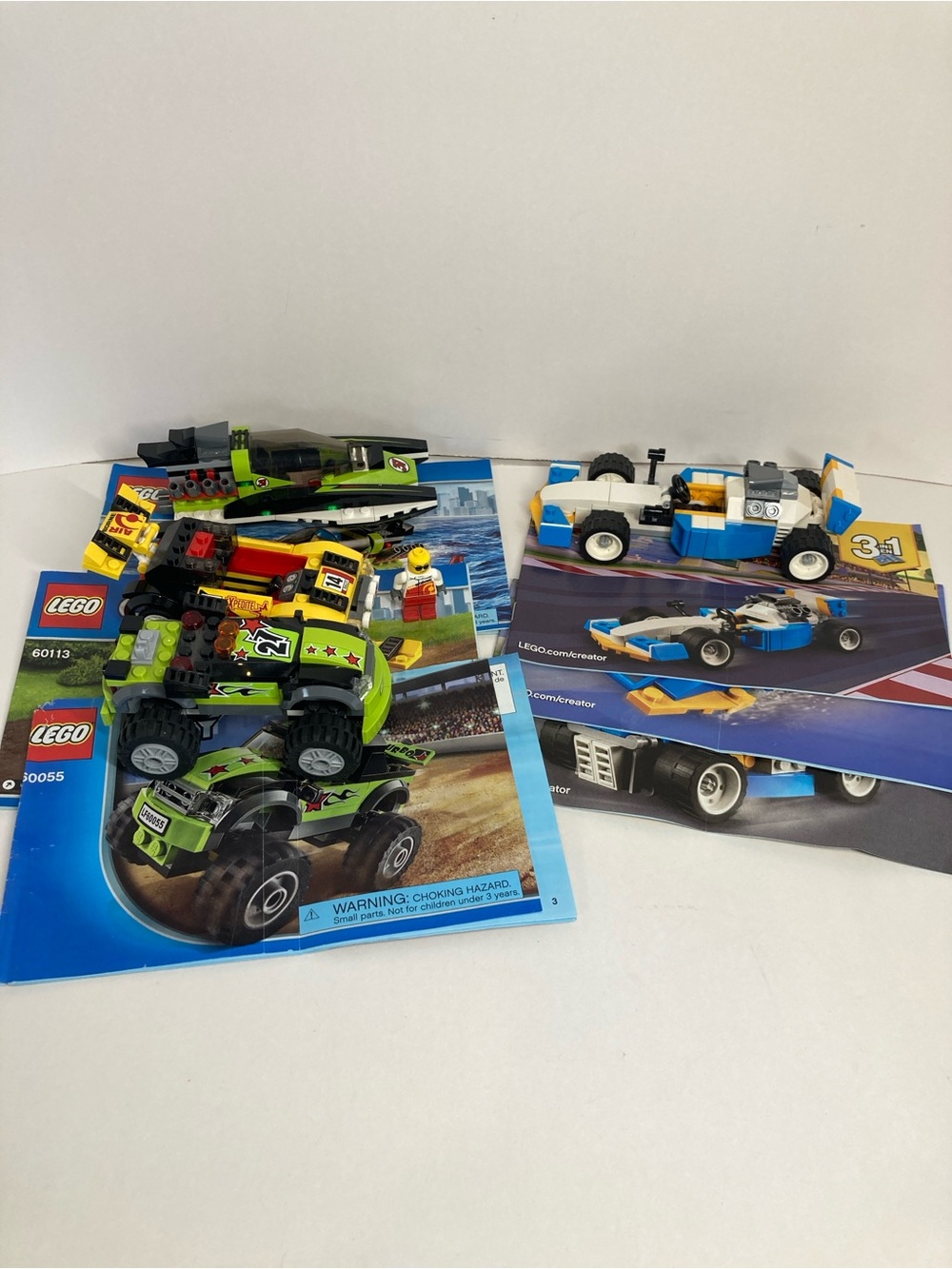 LEGO City Creator Mixed Race Car Boat Lot 71072 60114 60113 60055 With Manuals